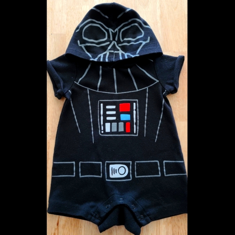 Star Wars, Darth Vader, Short Sleeve Hooded Romper, 12 Months